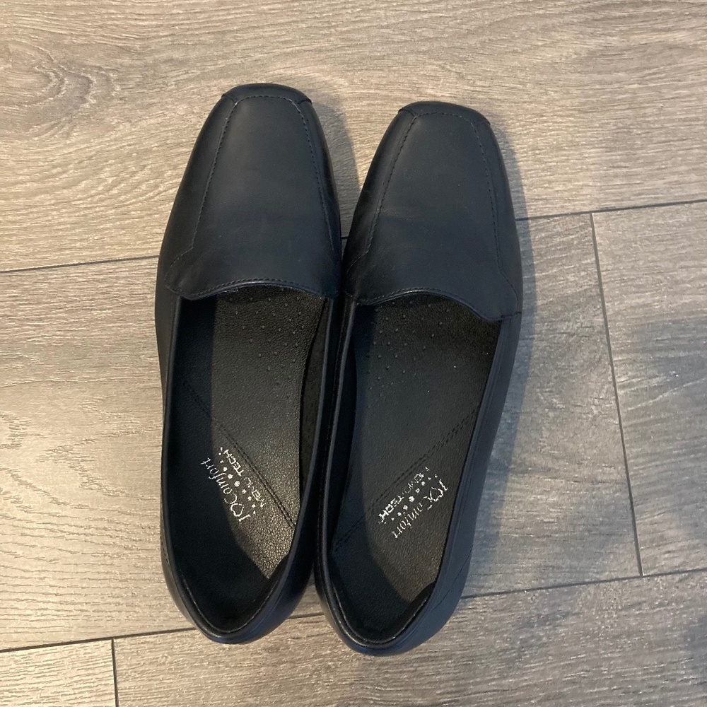 Black Leather Casual Loafers, NWOT